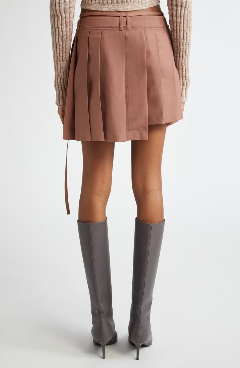 Acne Studios Ipleat Belted Pleated Miniskirt, Alternate, color, Metallic Brown