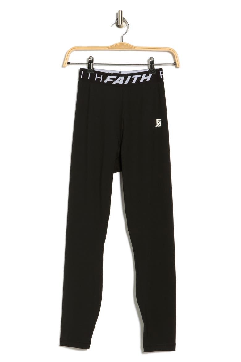 Exposed Waistband Full Length Leggings, Alternate, color, BLACK/ WHITE