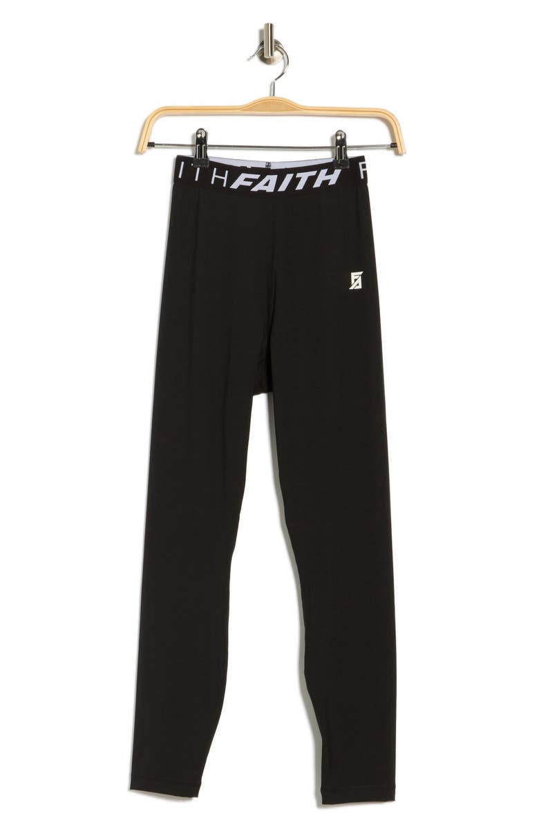 Faith Connexion Exposed Waistband Full Length Leggings, Alternate, color, Black/ White