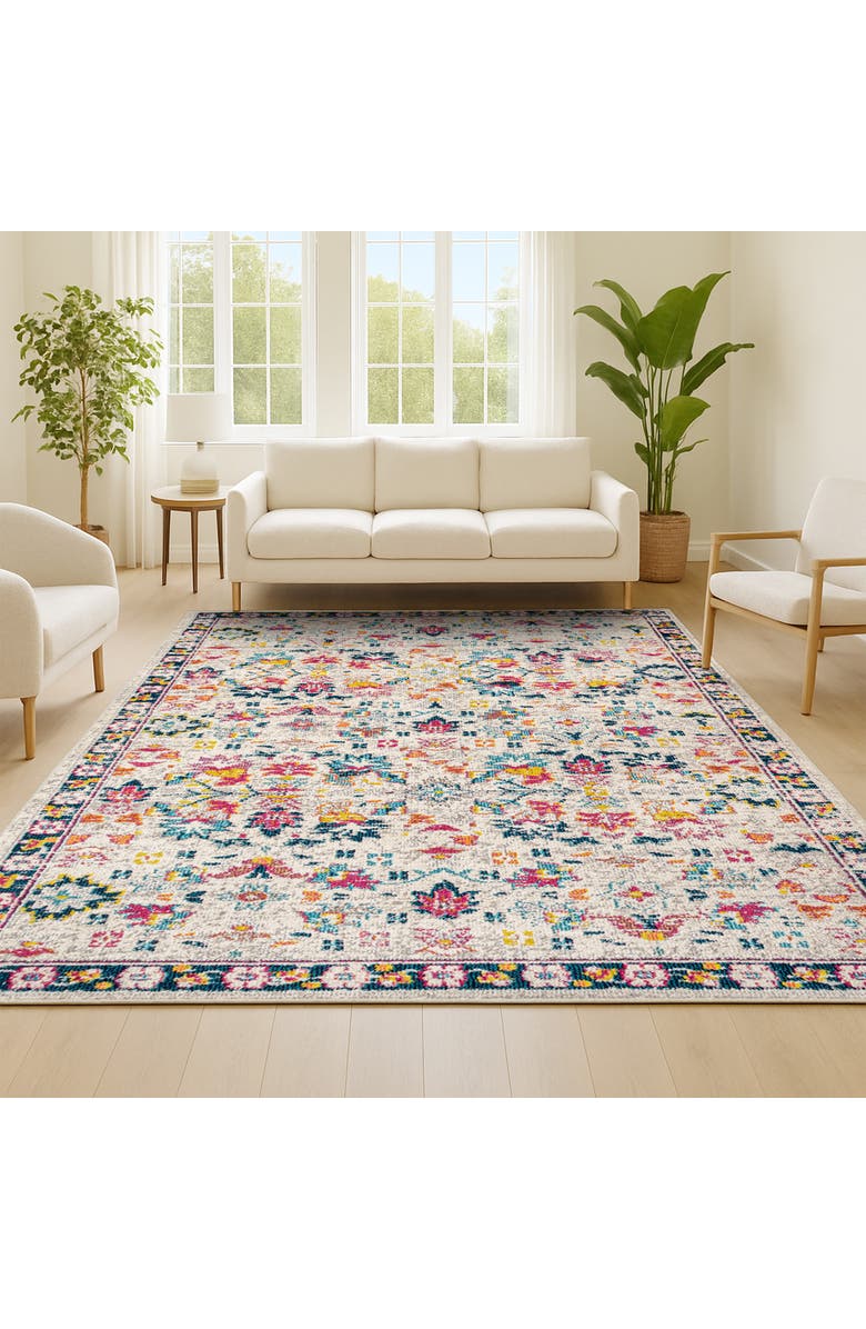 JONATHAN Y Modern Persian Boho Floral Area Rug, Alternate, color, Beige/Multi