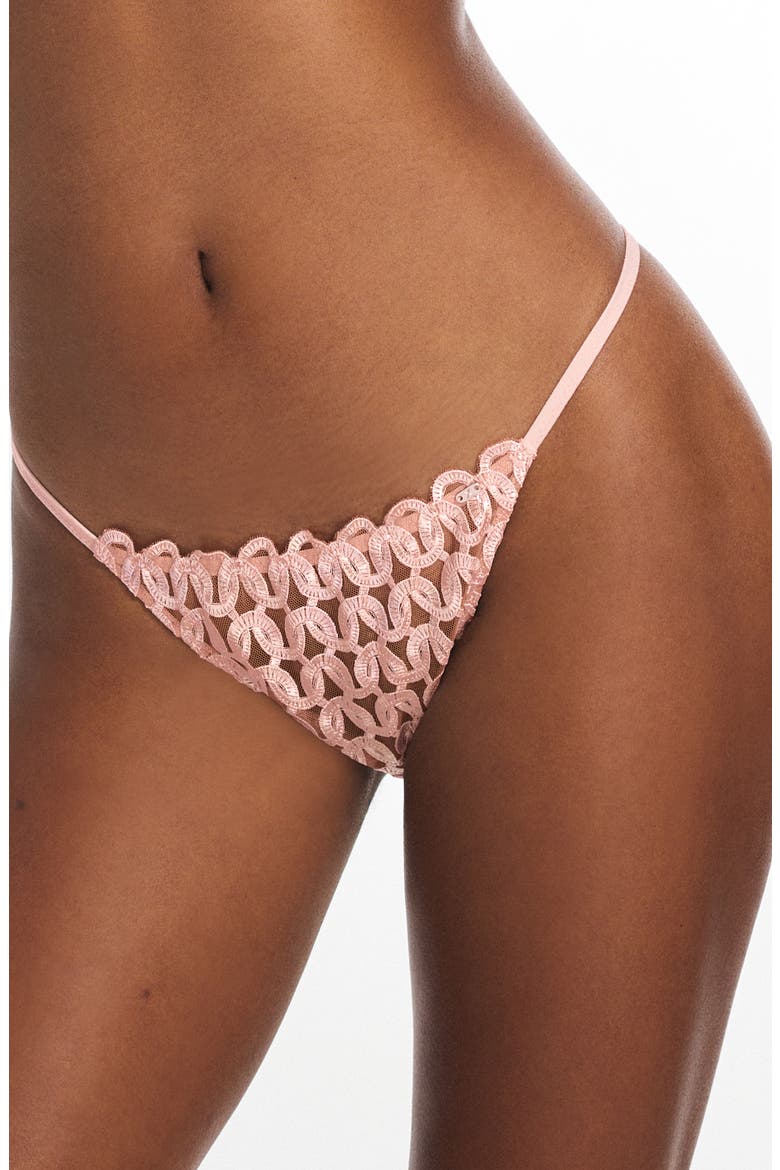 Moonkissed Embroidery Thong, Main, color, BLUSH RUSH IRIDESCENT