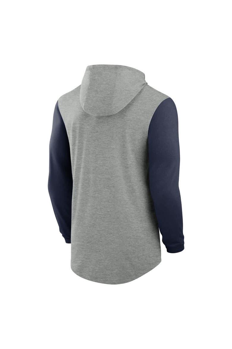 Men's Nike Gray/Navy Arizona Wildcats Basketball Color-Block Tri-Blend Dri-FIT Long Sleeve Hoodie T-Shirt, Alternate, color, Gray