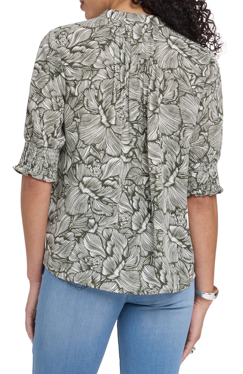 NYDJ Pleated Peasant Blouse, Alternate, color, Leafy Rose