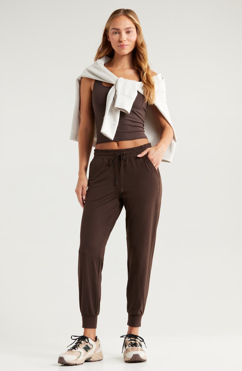 Zella Move In Pocket Joggers, Alternate, color, Brown Mole