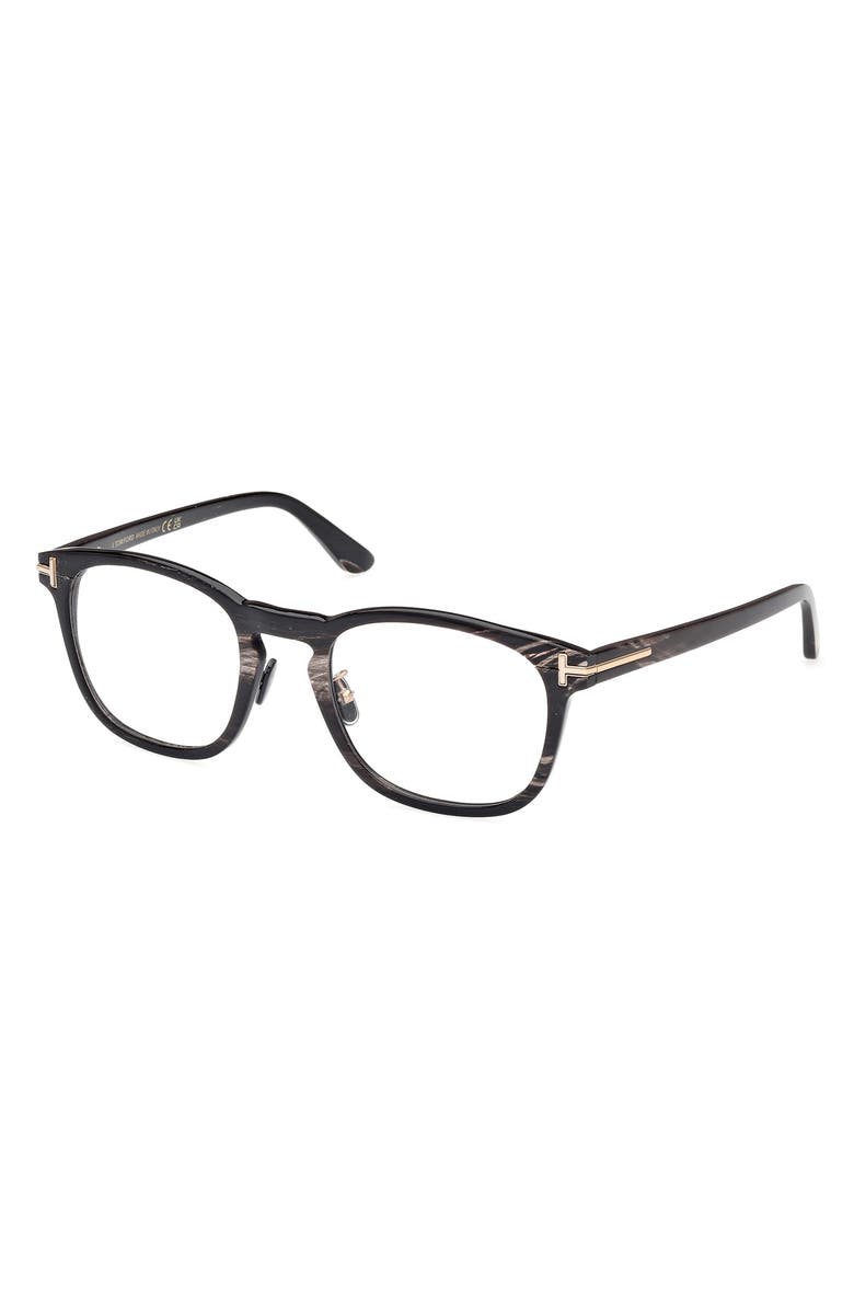 TOM FORD 50mm Square Optical Glasses, Alternate, color, Black And Brown Striped