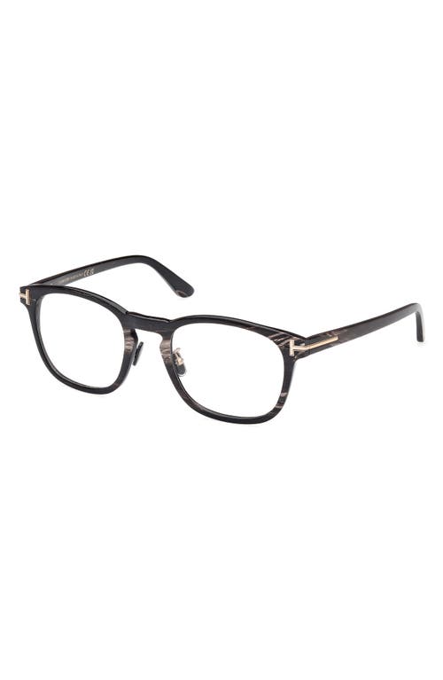 Tom Ford 50mm Square Optical Glasses In Black And Brown Striped