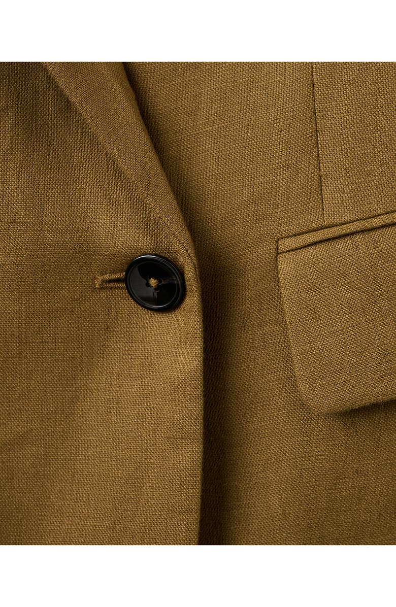 MANGO Double Breasted Linen Blazer, Alternate, color, Olive Green