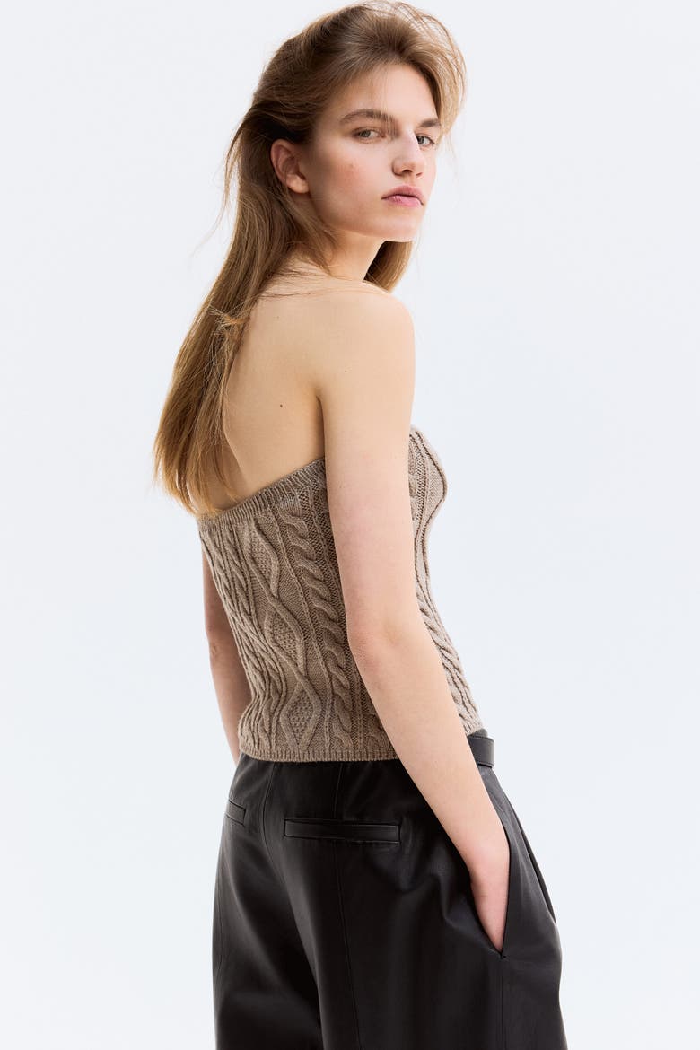 Cable-knit Tube Top, Alternate, color, Taupe