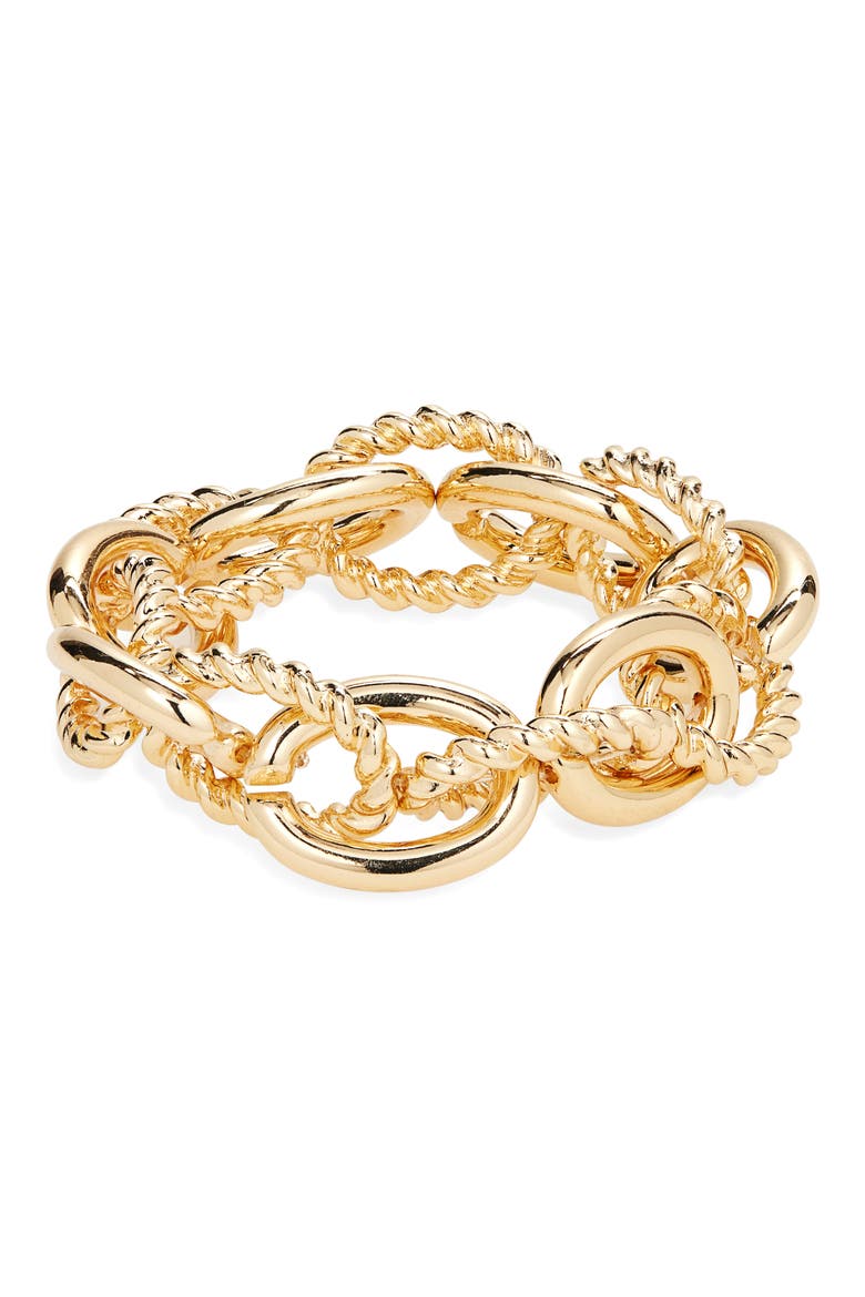 Mixed Link Stretch Bracelet, Main, color, GOLD
