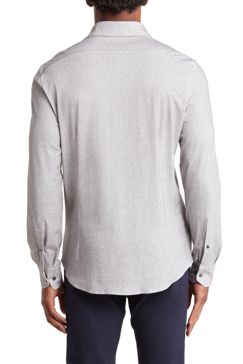Modern 4Flex Stretch Cotton Knit Button-Up Shirt, Alternate, color, MEDIUM GREY