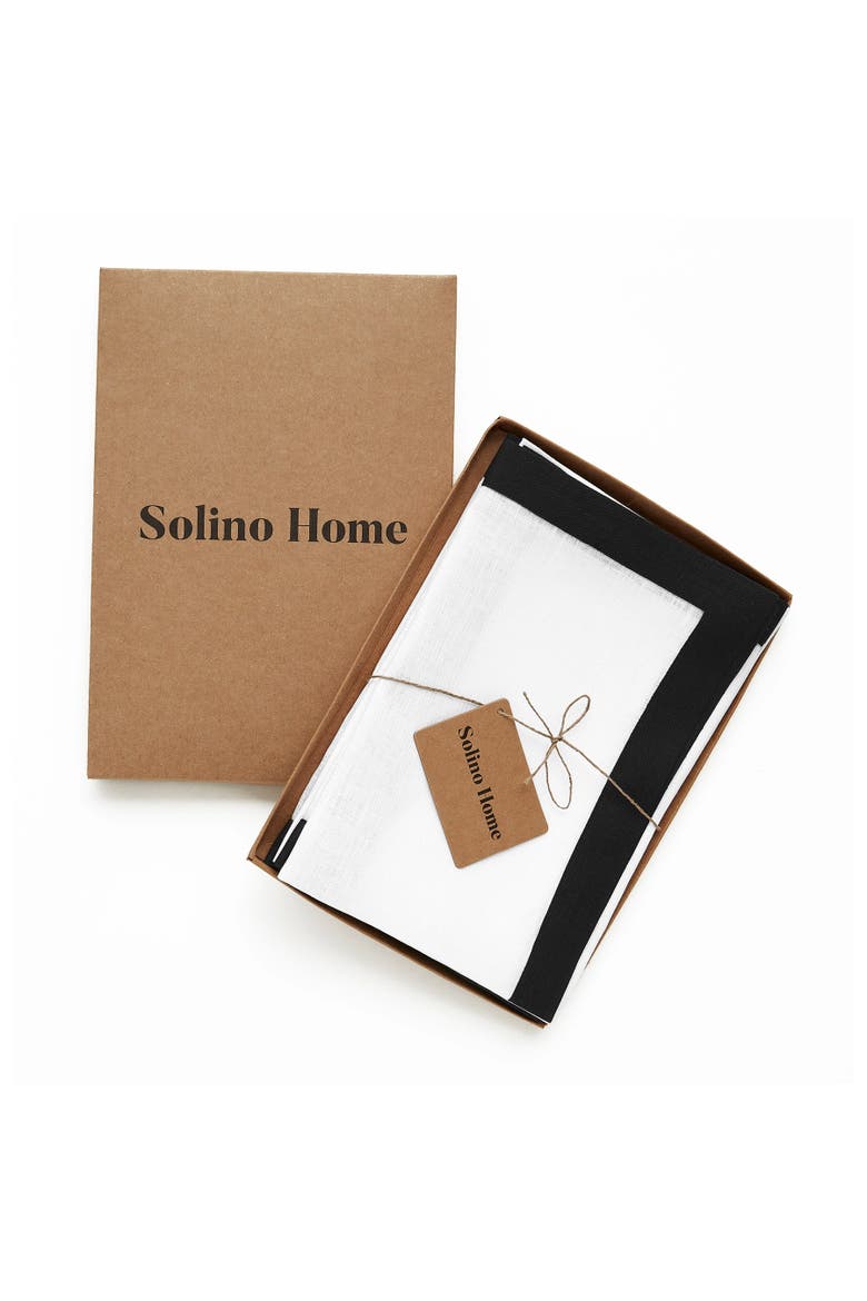 Linen Dinner Napkins Set of 4, 20 x 20" - Classic, Alternate, color, Black and White