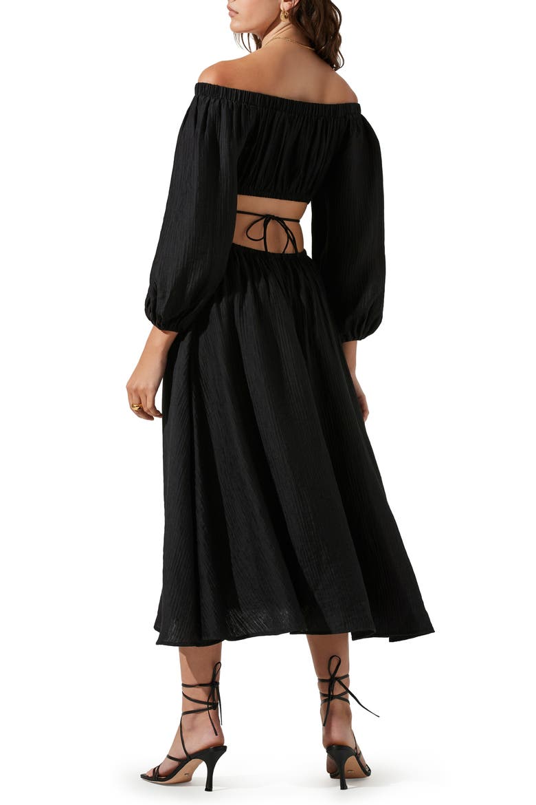 Cassian Off the Shoulder Long Sleeve Midi Dress, Alternate, color, BLACK