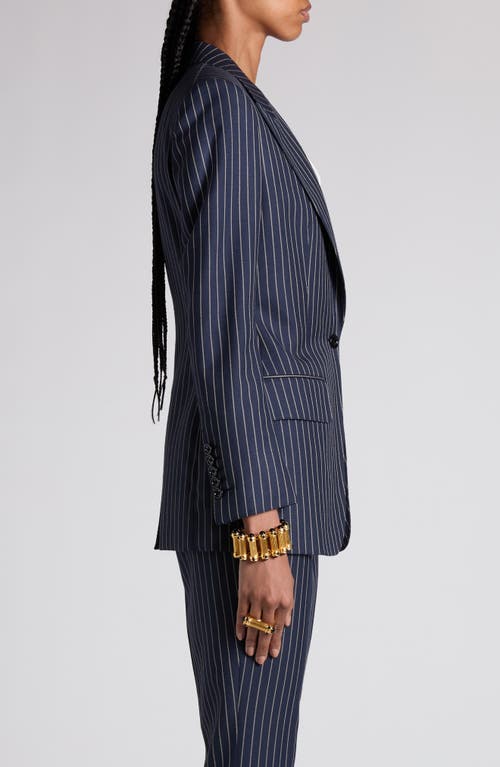 Tom Ford Pinstripe One-button Wool Blazer In Zhbby Combo Navy Stone