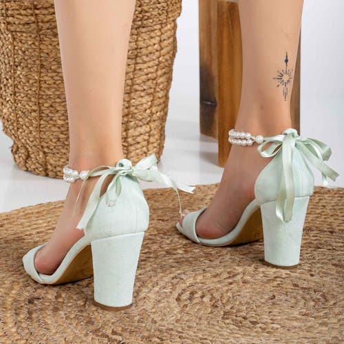 Forever & Always Shoes Women's Neutrals / Green Melissa - Mint Green Sandals With Pearls In Mint Green