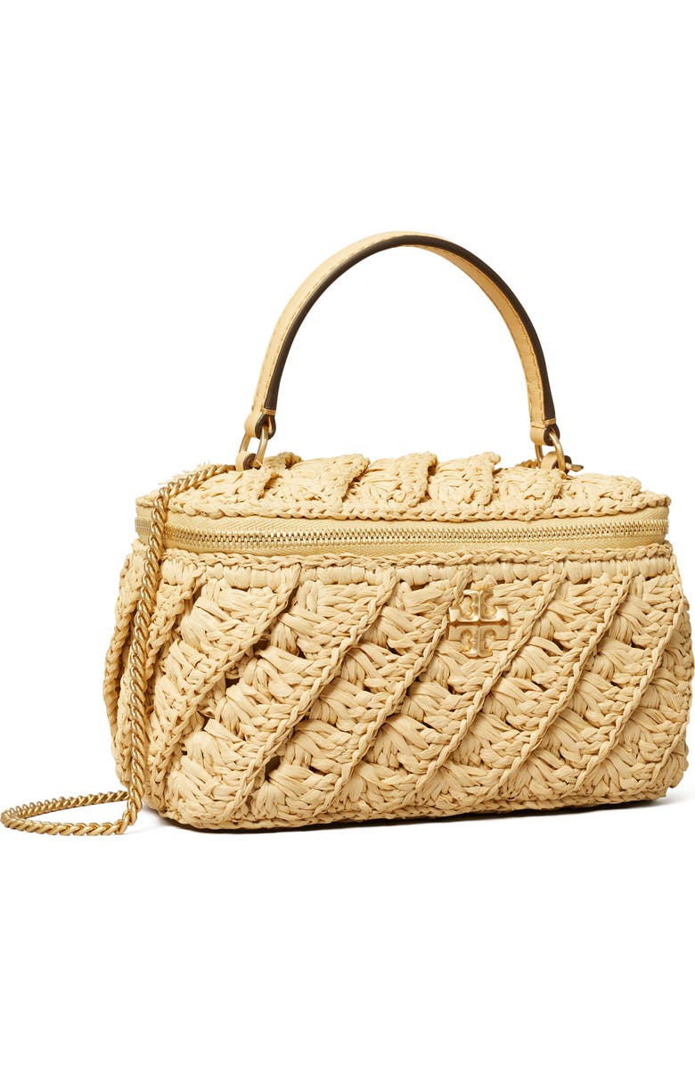 Tory Burch Kira Crochet Raffia Vanity Case, Alternate, color,