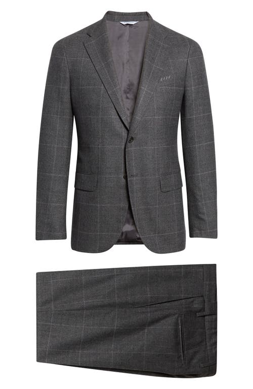 Boglioli B-line Windowpane Check Virgin Wool Suit In Gray