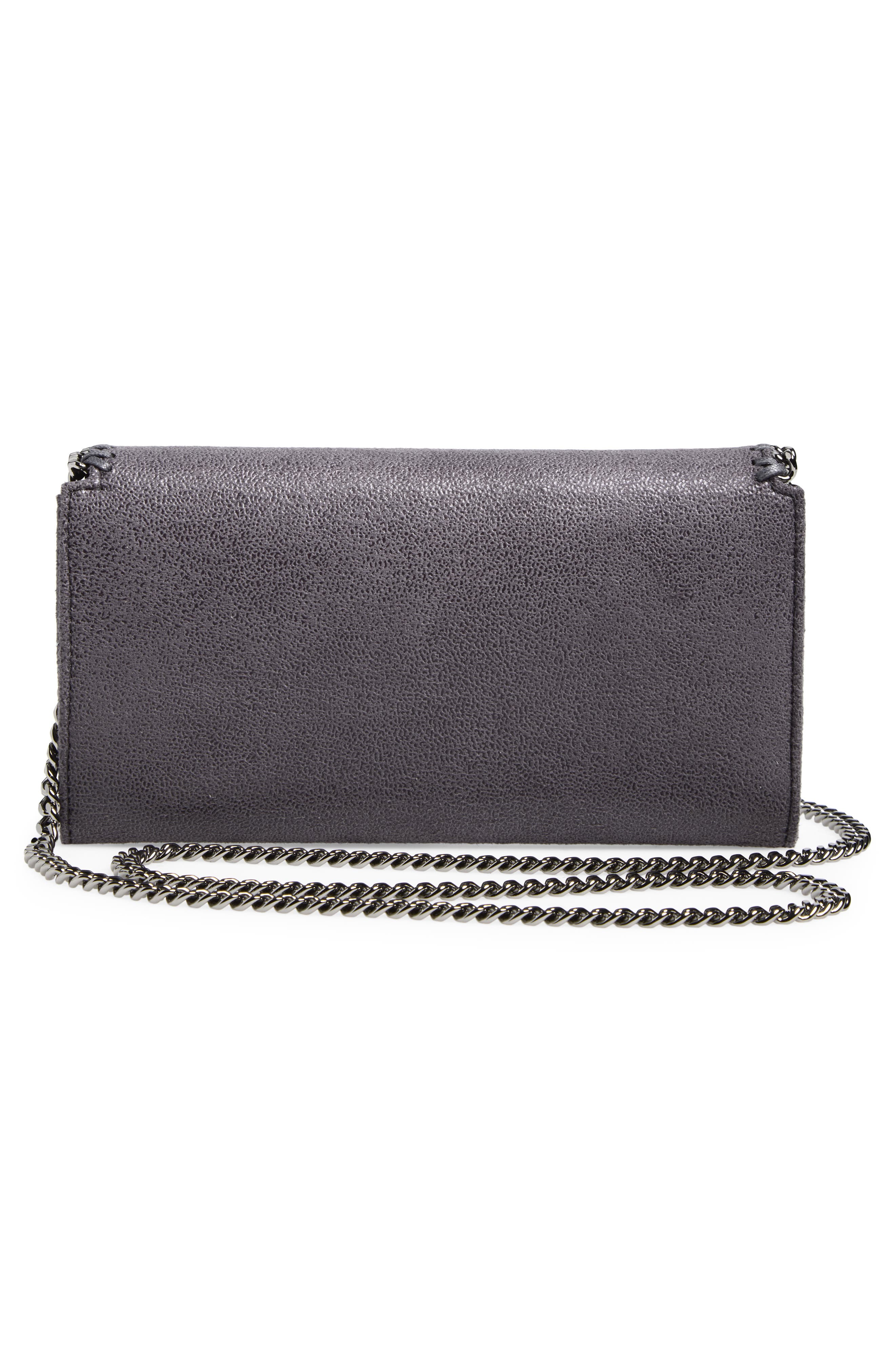Falabella Shaggy Faux Leather Wallet on a Chain, Alternate, color, BARK