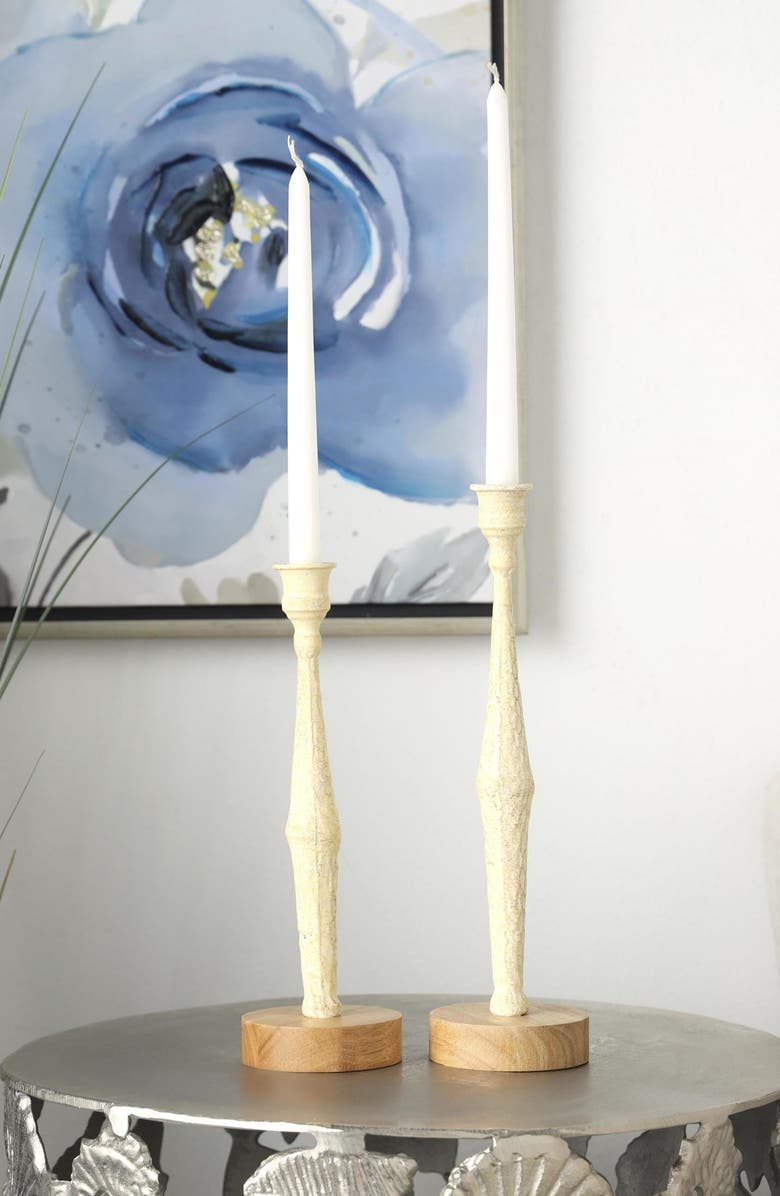 WILLOW ROW Bohemian Set of 2 Metal Candleholders, Alternate, color,