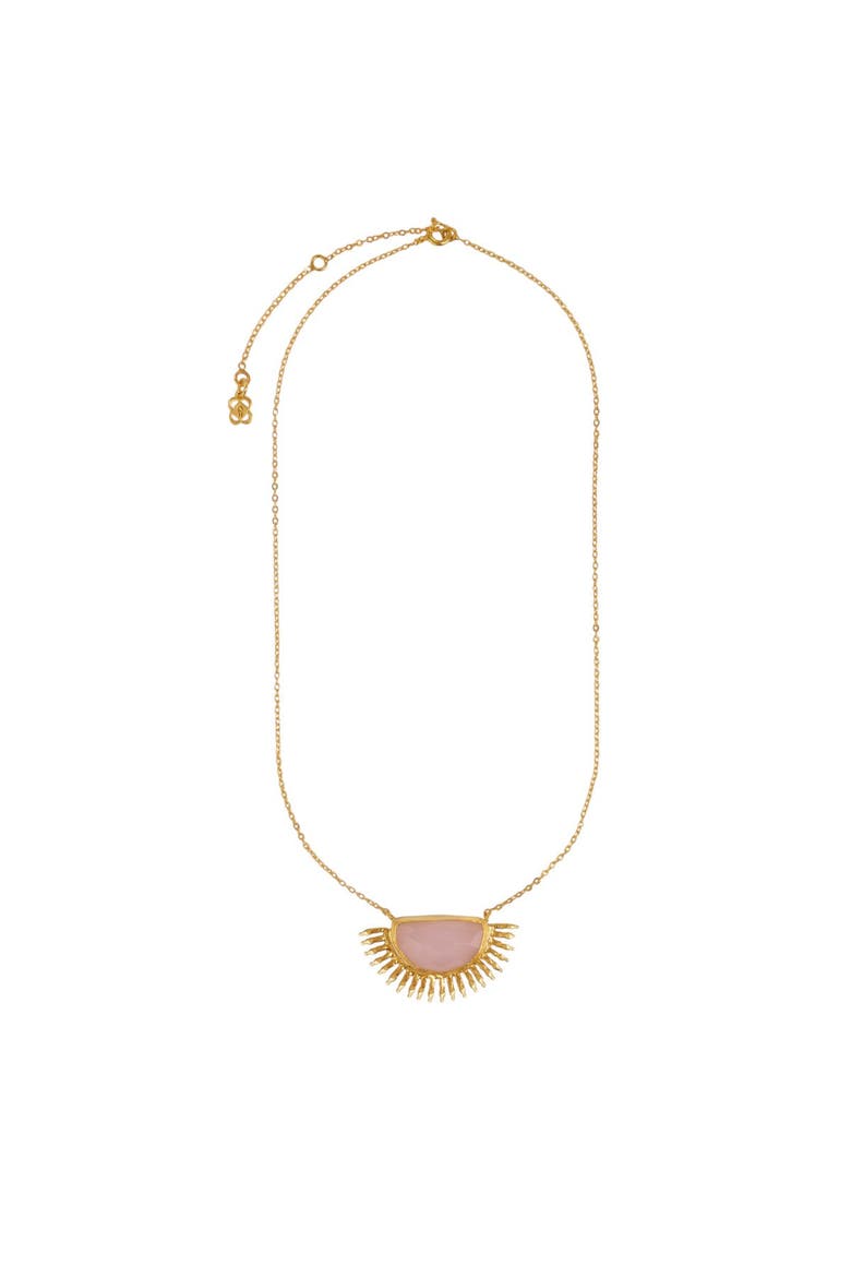 Sunrise Rose Quartz Pendant Necklace, Main, color, Gold