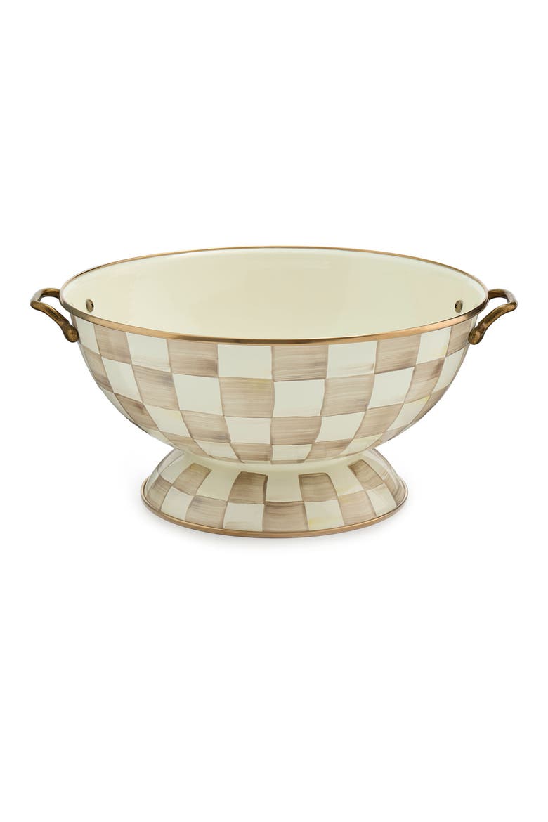 Mocha Check Enameled Steel Everything Bowl, Main, color, MOCHA