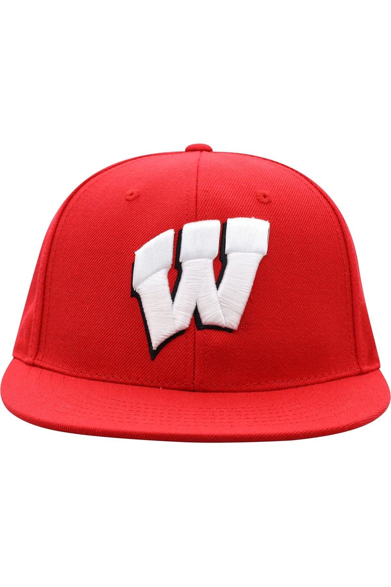 Men's Top of the World Red Wisconsin Badgers Team Color Fitted Hat, Alternate, color, Red