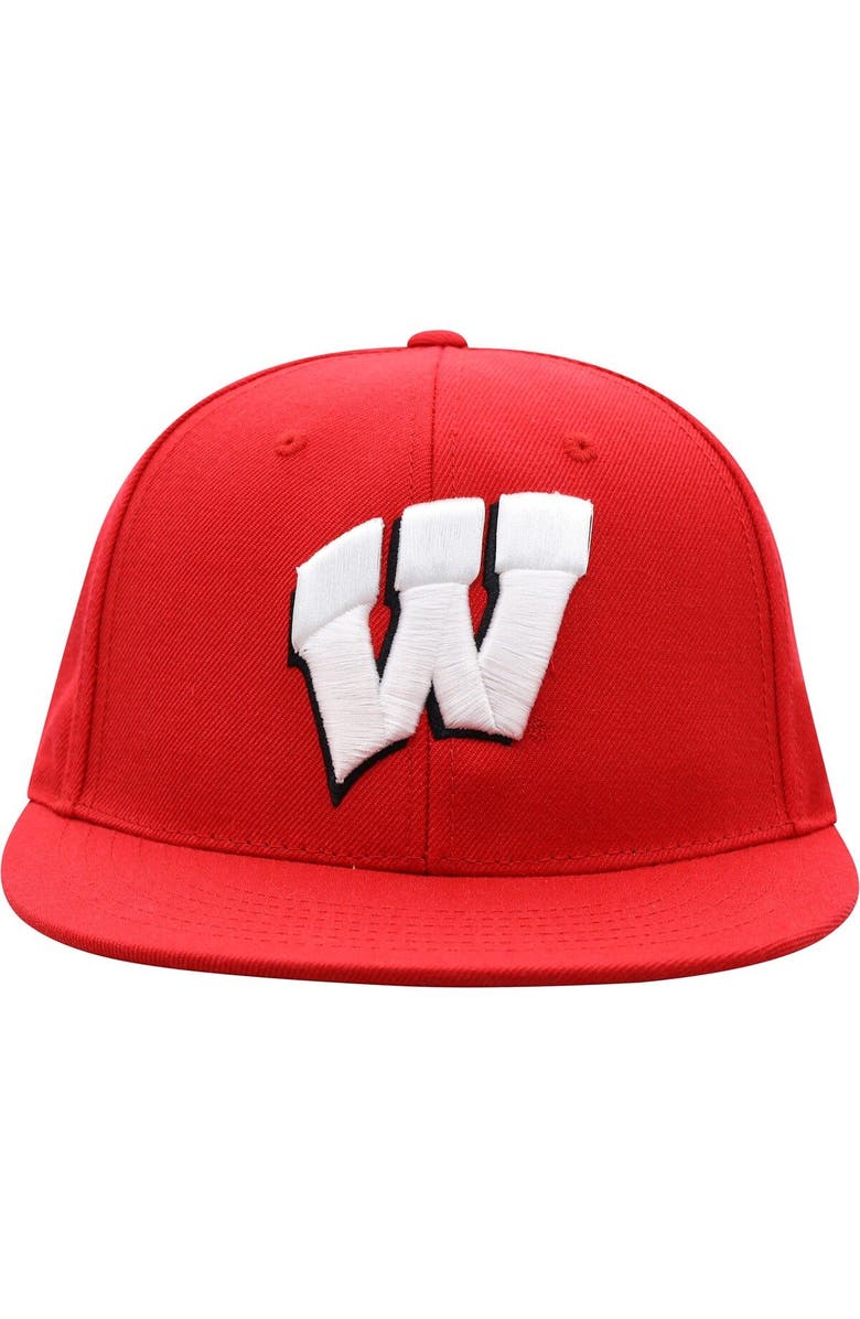 TOP OF THE WORLD Men's Top of the World Red Wisconsin Badgers Team Color Fitted Hat, Alternate, color, Red