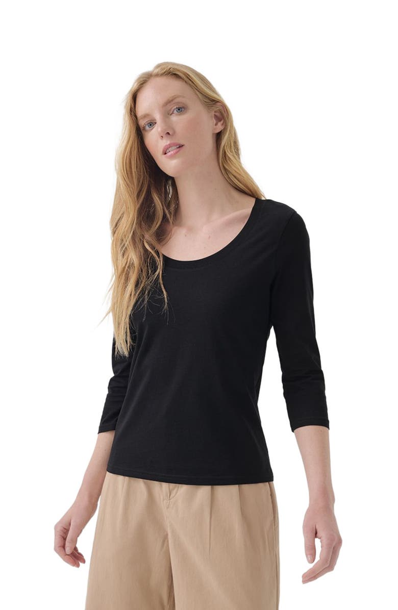 Pact Organic Cotton Softspun Scoop Neck 3/4 Sleeve Tee, Main, color,