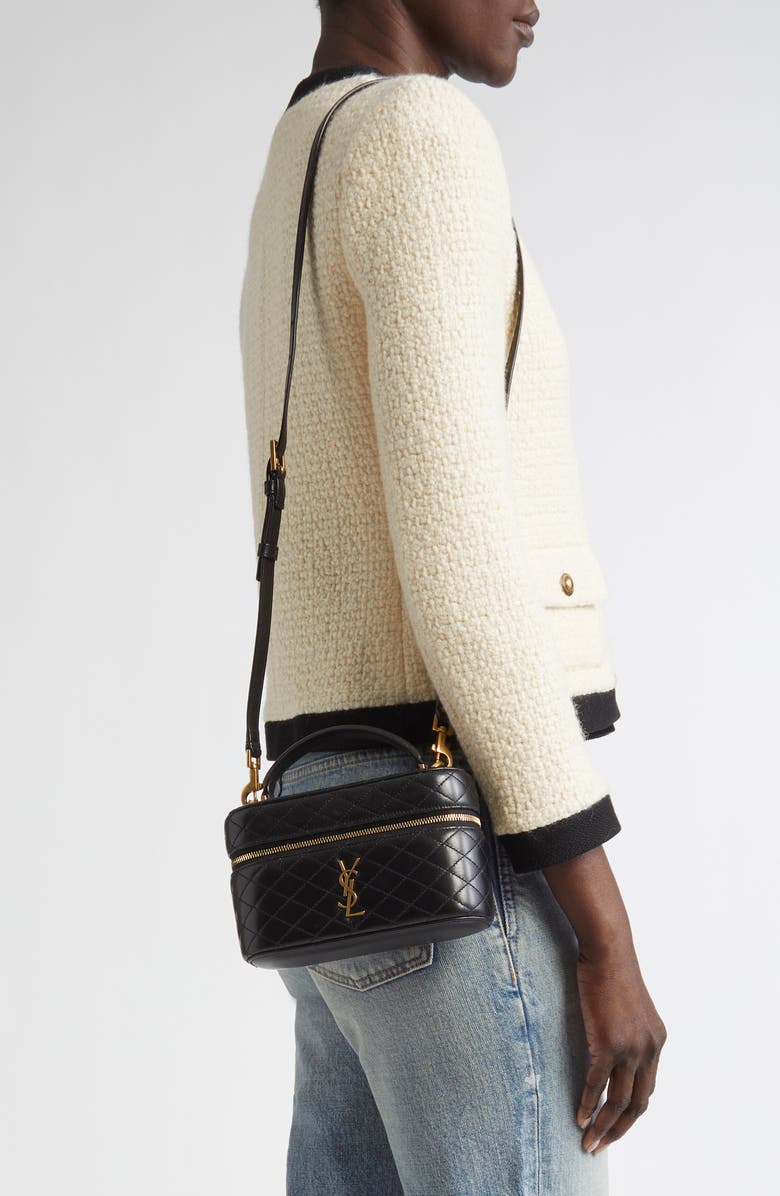 Saint Laurent Mini Gaby Quilted Leather Vanity Case, Alternate, color,