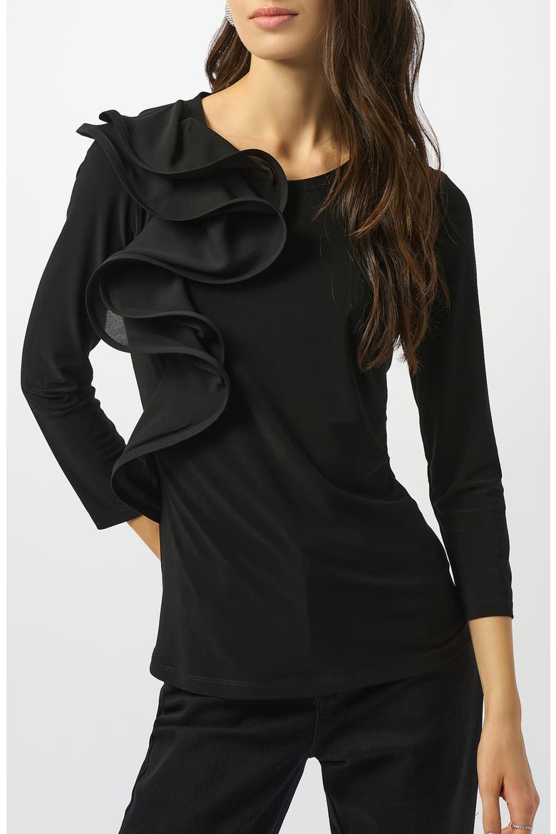 Ruffled Jersey Top, Main, color, BLACK