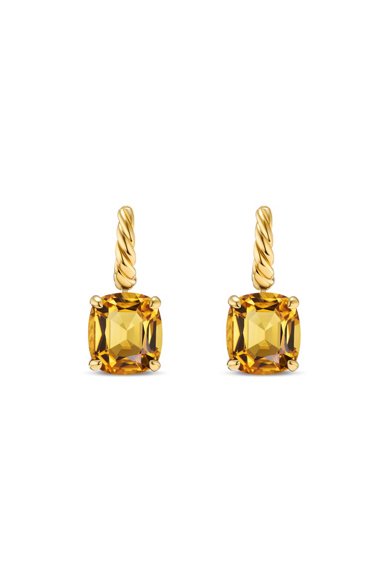 Marbella Stone Drop Huggie Hoop Earrings, Main, color, 18K YELLOW GOLD/ CITRINE