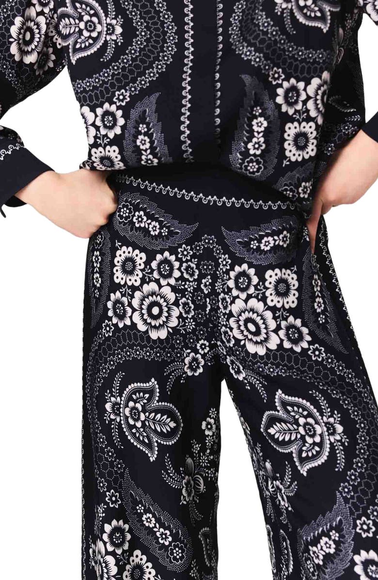 maje Flowing bandana print pants, Alternate, color, Navy Bandana Print