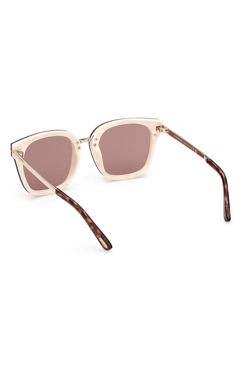 TOM FORD 68mm Round Sunglasses, Alternate, color, Ivory / Brown