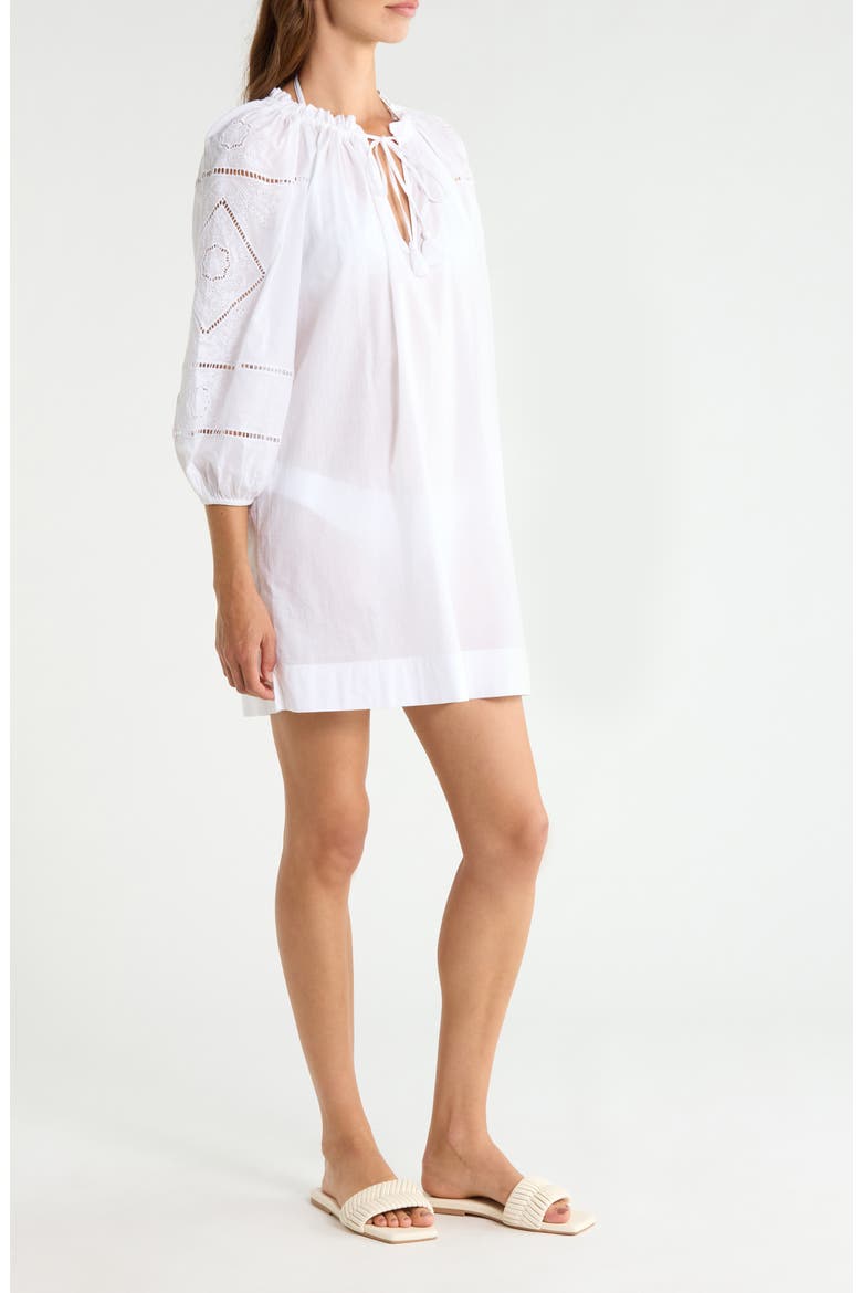 Embroidered Cotton Cover-Up Dress, Alternate, color, WHITE