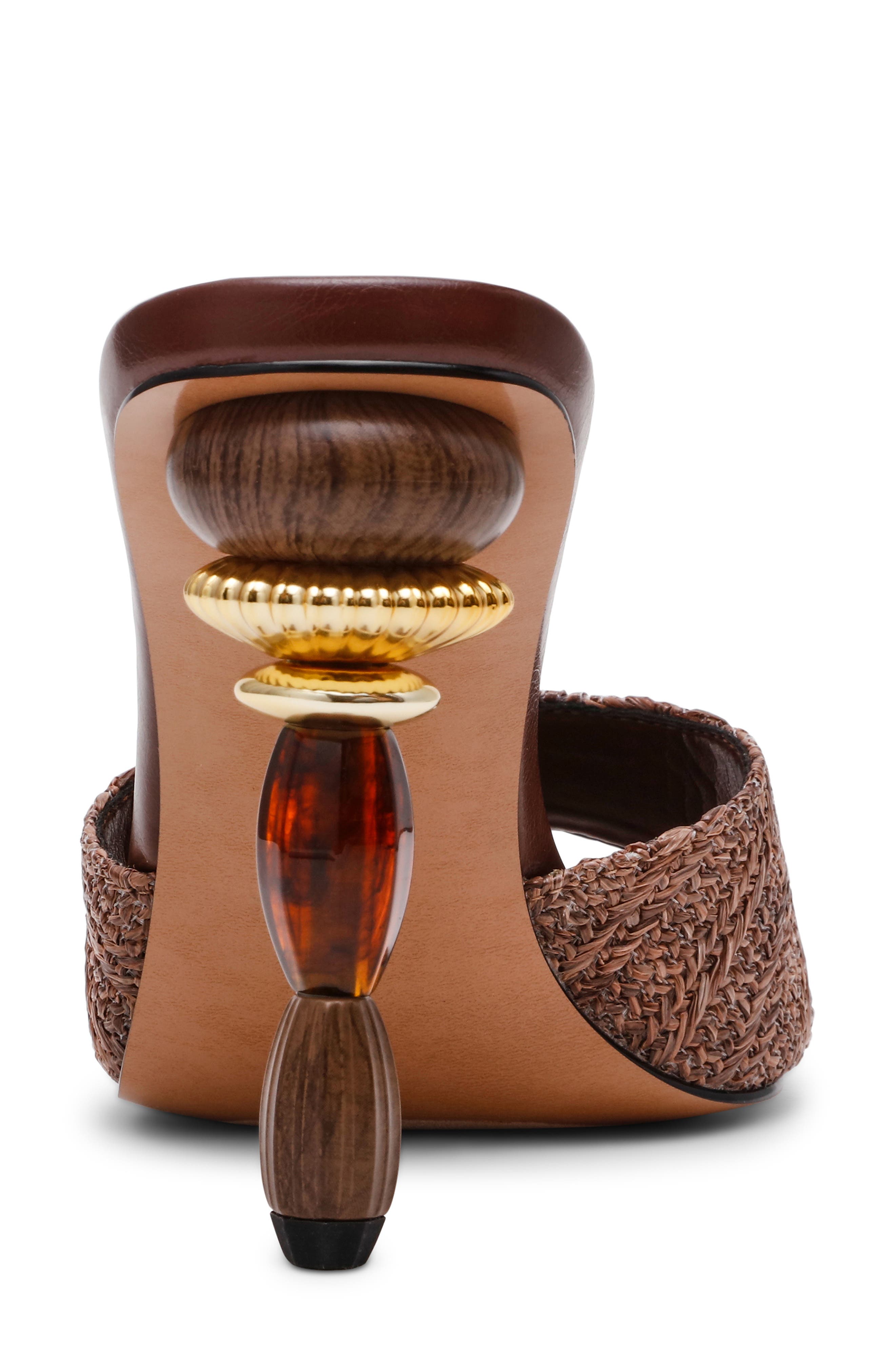 Steve Madden Sia Statement Heel Slide Sandal, Alternate, color, Brown