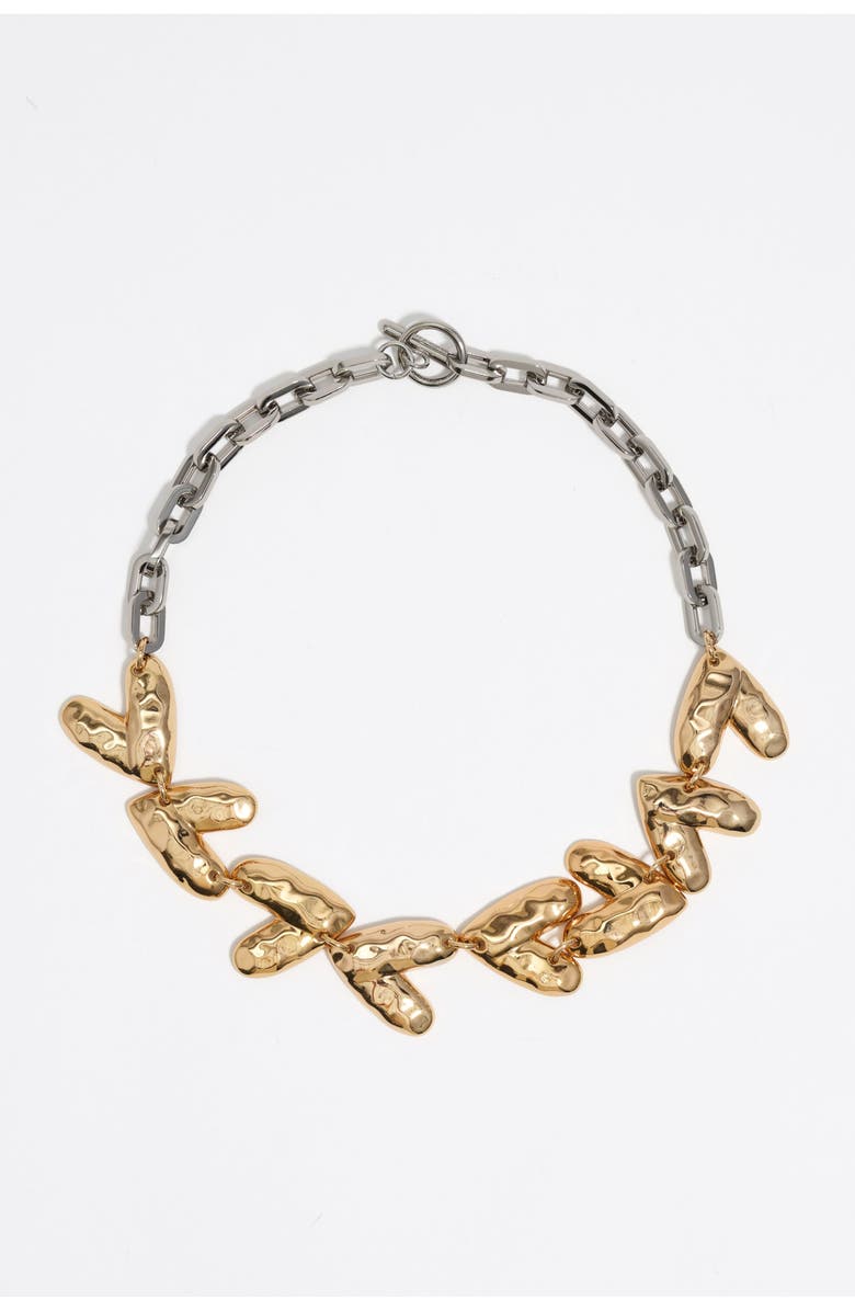 Bimba y Lola Two-Tone Textured Hearts Necklace, Main, color, Multigold