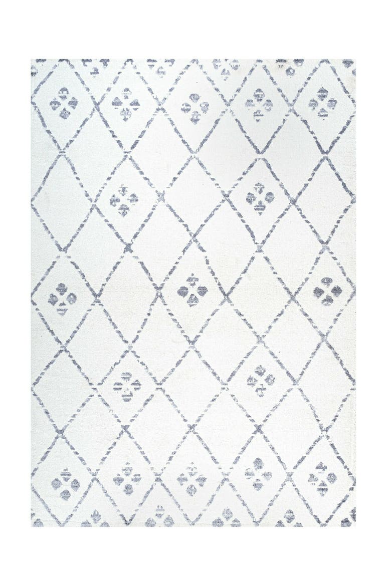 Izil Moroccan Geometric Diamond Area Rug, Main, color, Ivory/Light Gray