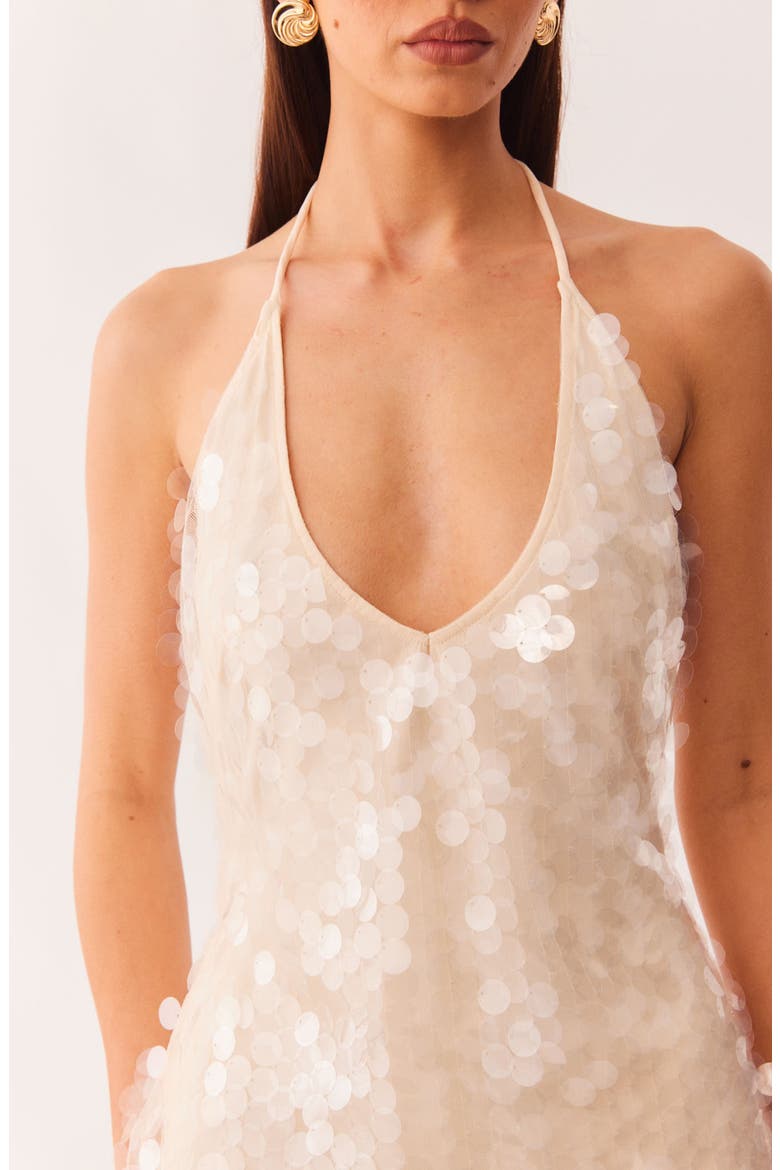 Calena Sequin Paillette Halter Minidress, Alternate, color, CHAMPAGNE