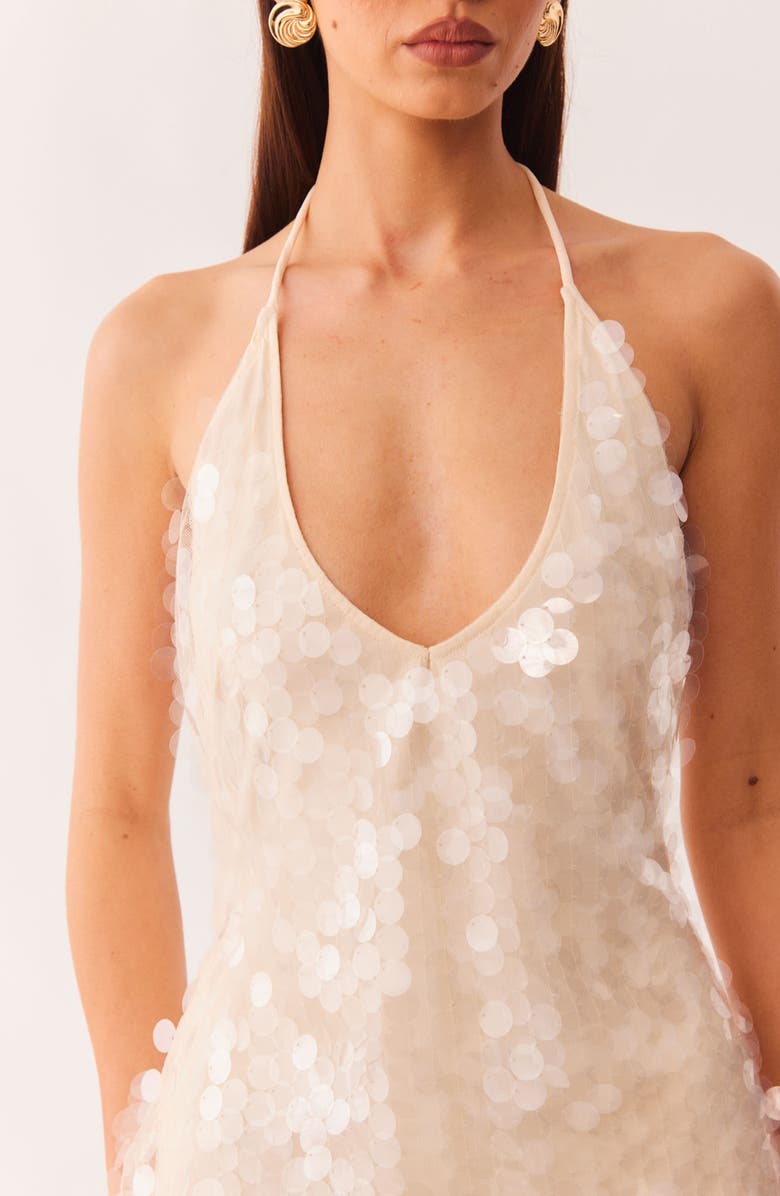 SNDYS Calena Sequin Paillette Halter Minidress, Alternate, color, Champagne