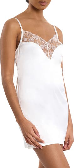 I Do Lace Trim Satin Chemise