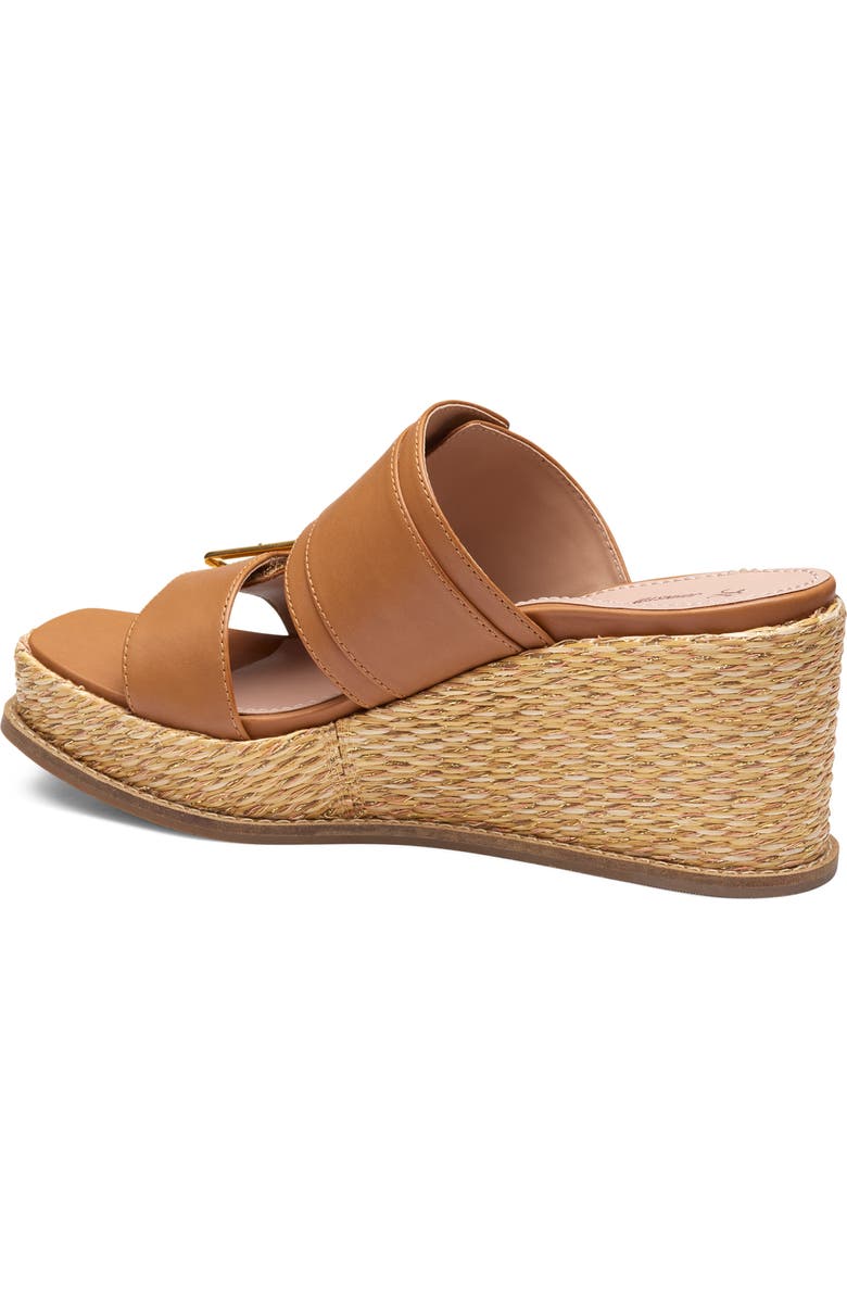 Johnston & Murphy Mallory Double Buckle Platform Wedge Sandal, Alternate, color, Cognac Nappa Leather