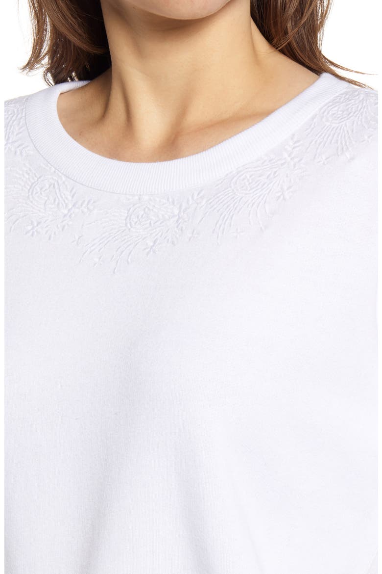 Embroidered Crew Pullover, Alternate, color, WHITE