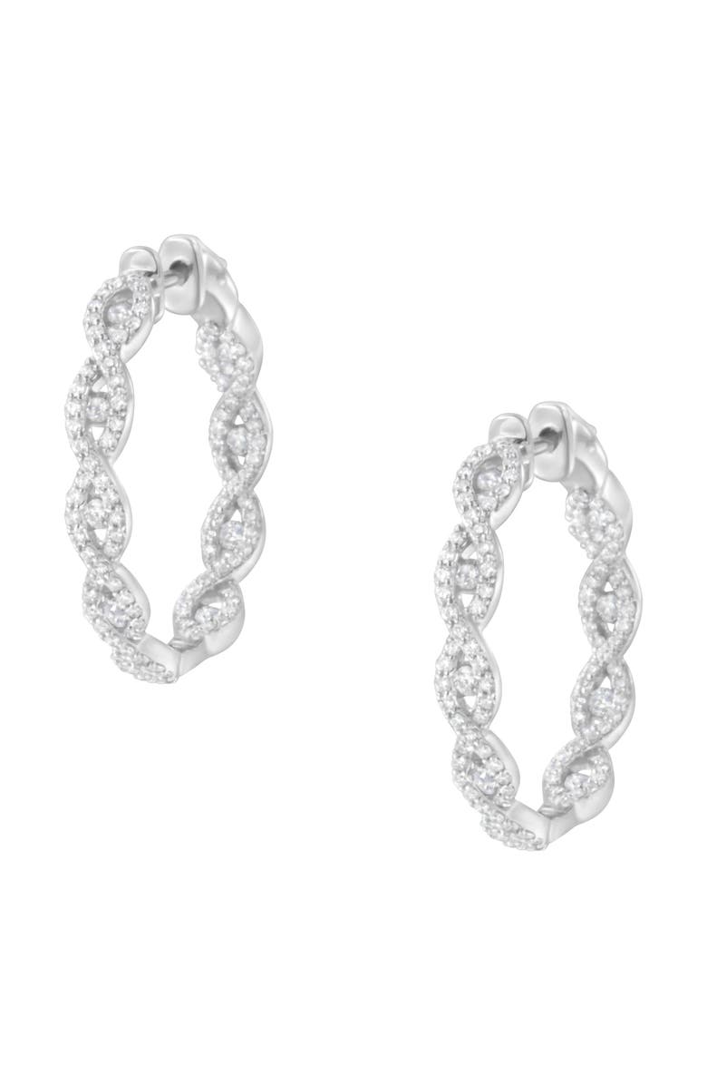 Haus of Brilliance 10K White Gold 1 1/2 cttw Diamond Hoop Earrings, Alternate, color, White