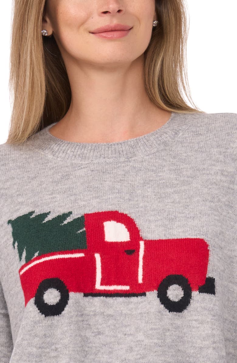 CeCe Holiday Graphic Sweater, Alternate, color, Light Heather Grey