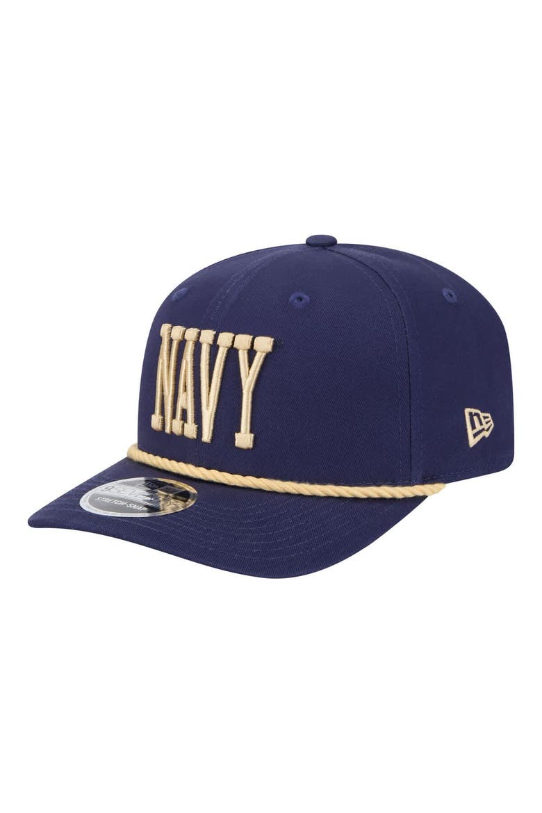 Men's New Era Navy Navy Midshipmen Wordmark Rope 9SEVENTY Stretch-Snap Hat, Alternate, color, Navy