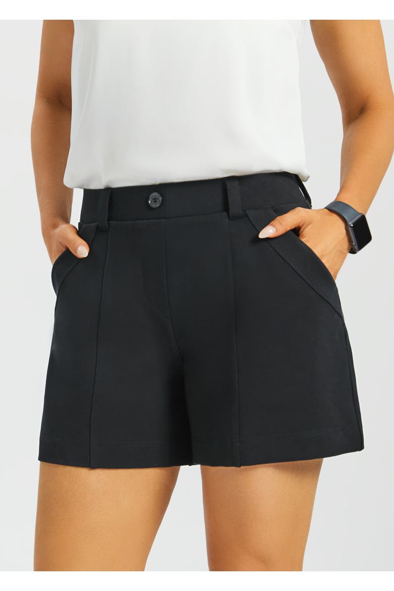 Tailored Seam Shorts Stretch Ponte, Alternate, color, Black