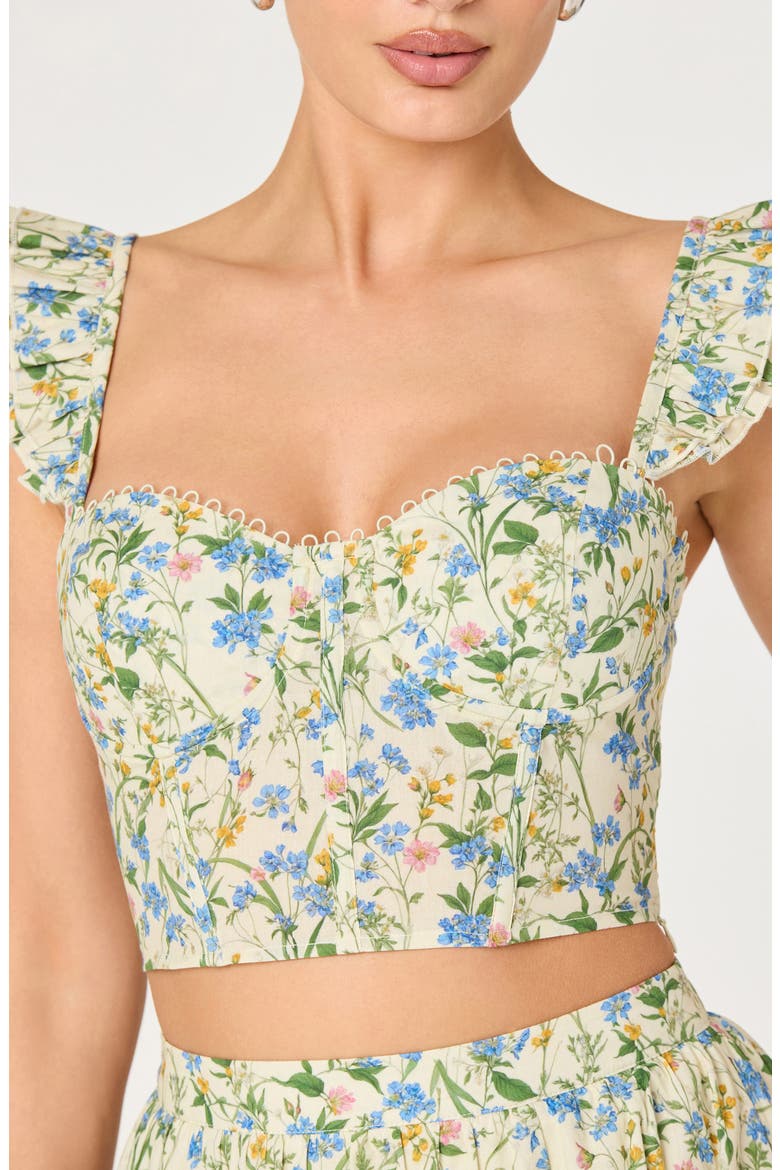 Wedelia Floral Lace-Up Crop Top, Alternate, color, BLUE GREEN MULTI FLORAL