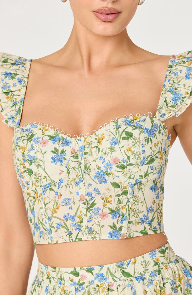 ASTR the Label Wedelia Floral Lace-Up Crop Top, Alternate, color, Blue Green Multi Floral