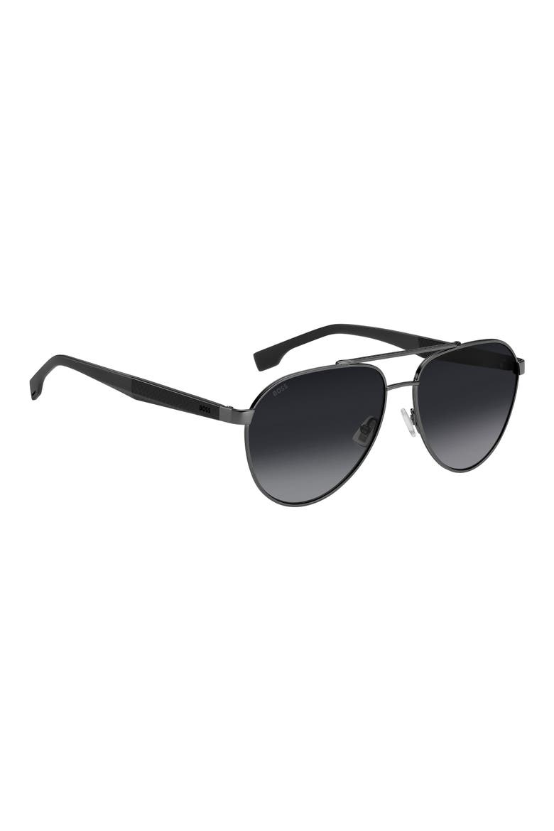 60mm Aviator Sunglasses, Alternate, color, DARK RUTHENIUM GREY