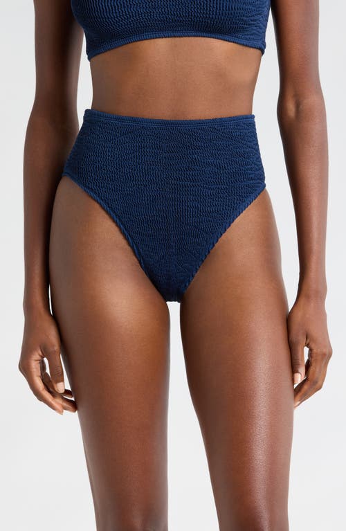 CLEONIE Dune Textured High Cut Bikini Bottoms in Navy 