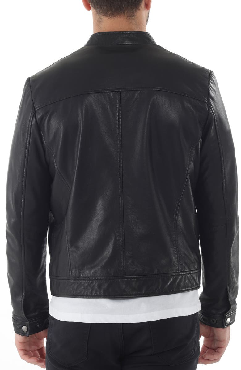 Missani Le Collezioni Nappy Leather Jacket, Alternate, color, Black